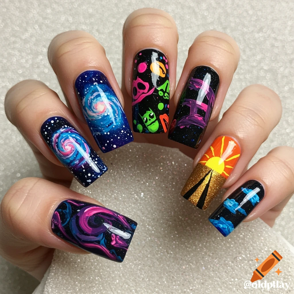 Abstract Gradient Nail Art That Stuns