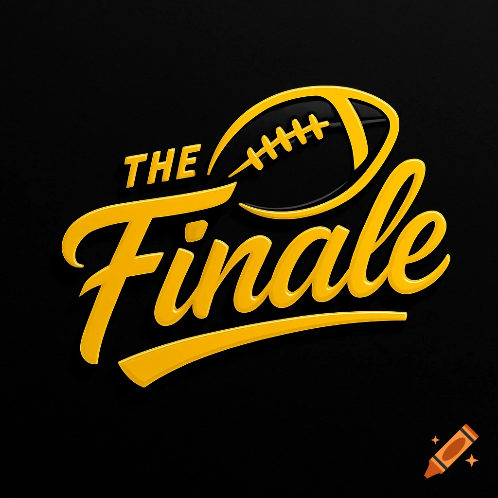 A black and yellow logo featuring the text "THE Finale" with a football above "Finale" on a black background.