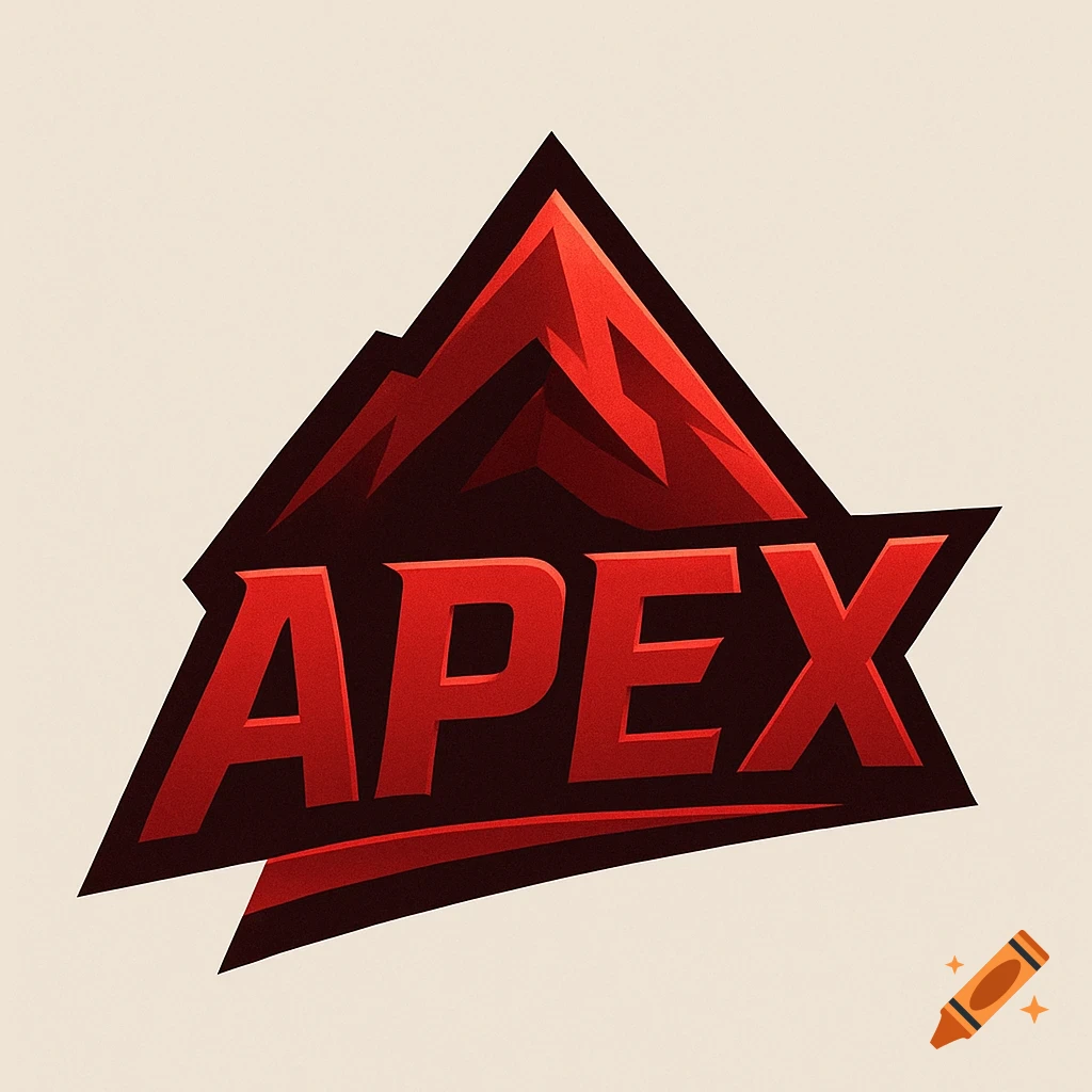 A red and black logo featuring a stylized mountain peak with the word "APEX" in bold red letters.