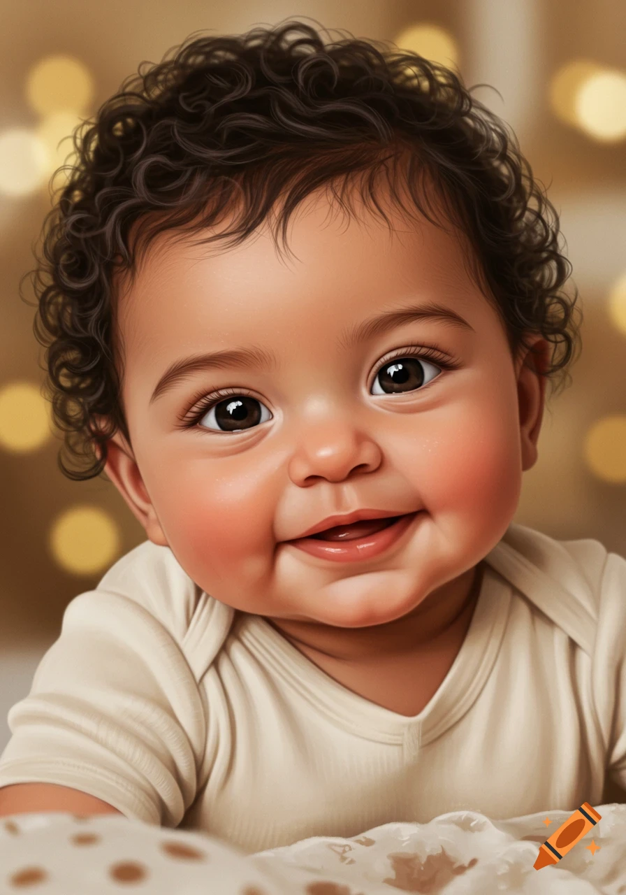 6 Month Old Pale and Light Mixed Baby Boy in Daylight at Home. Cute Curly  Dark Brown Hair. His Face Resembles His Parents Anya Taylor Joy and Sean  Kingston created on Craiyon, image size:896x1280