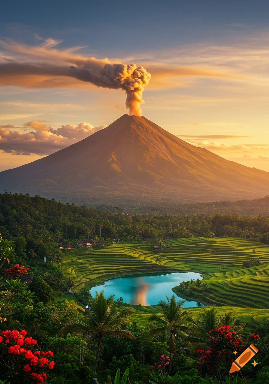 Mount Galunggung Eruption created on Craiyon, image size:896x1280