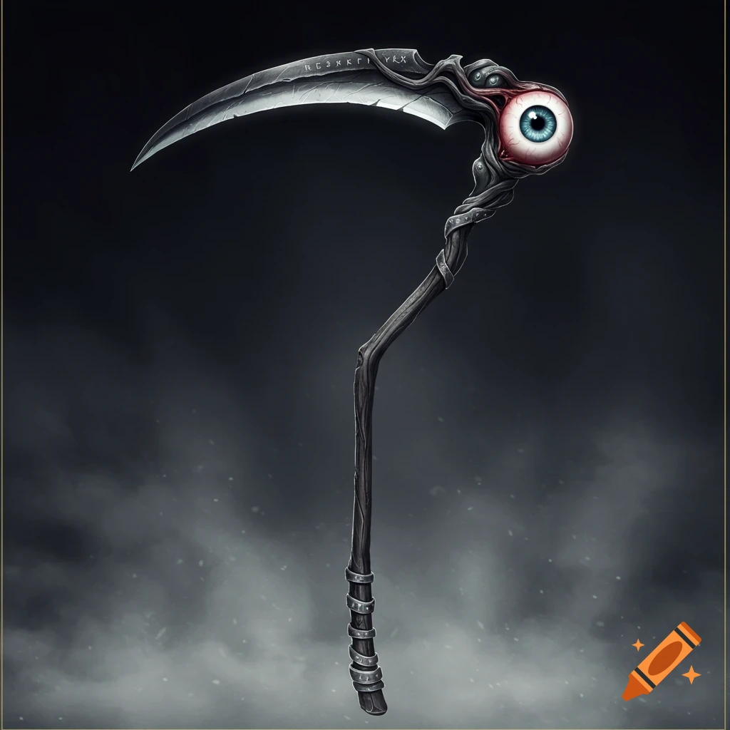 Double Headed Steampunk Scythe created on Craiyon, image size:1024x1024