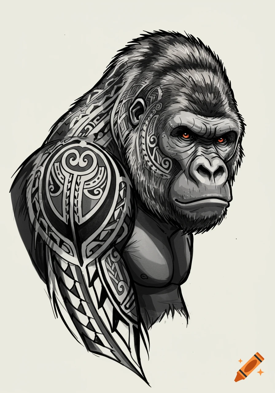 Geometric Gorilla Tattoo Design created on Craiyon, image size:896x1280