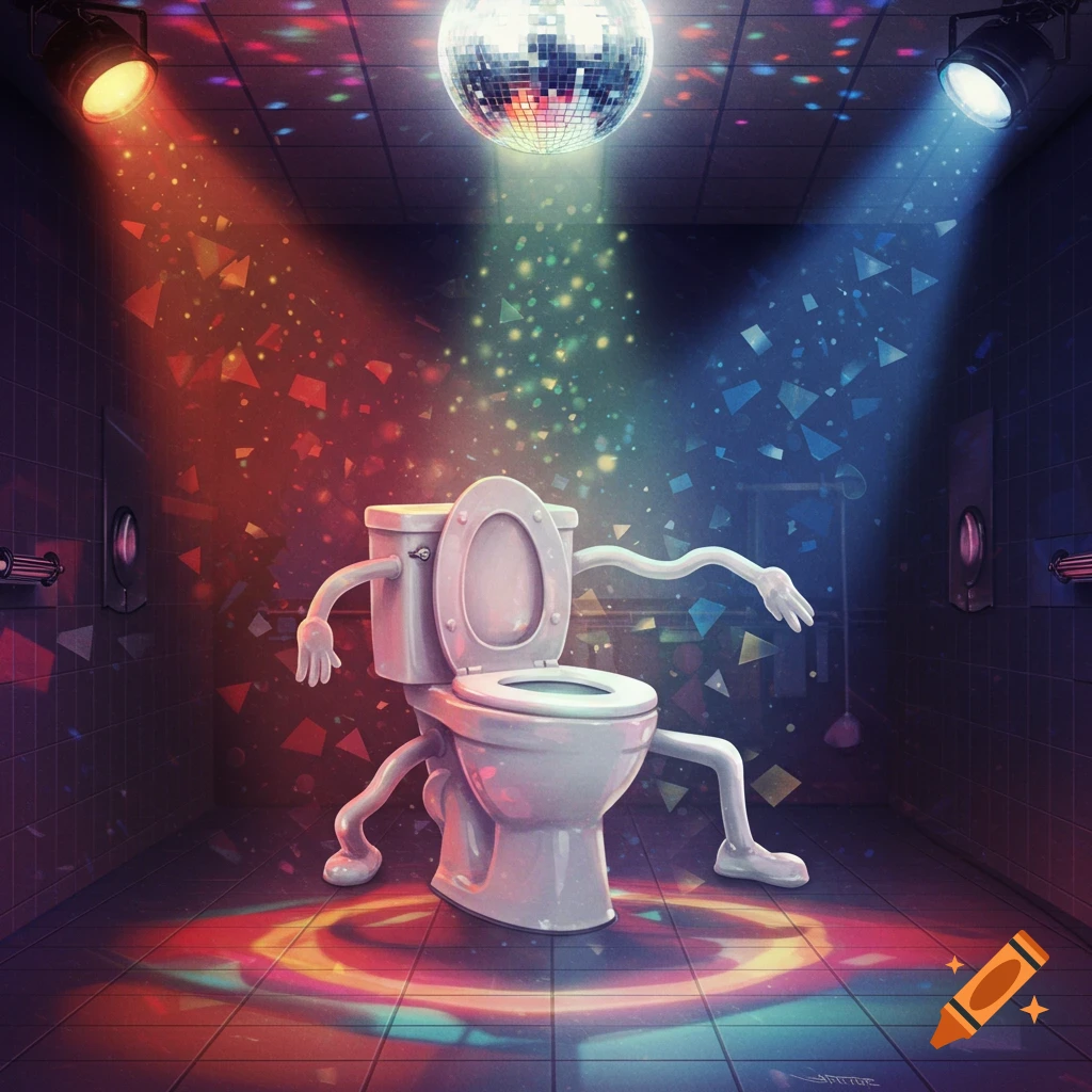Funny Toilet With Skibidi Dance Theme created on Craiyon, image size:1024x1024
