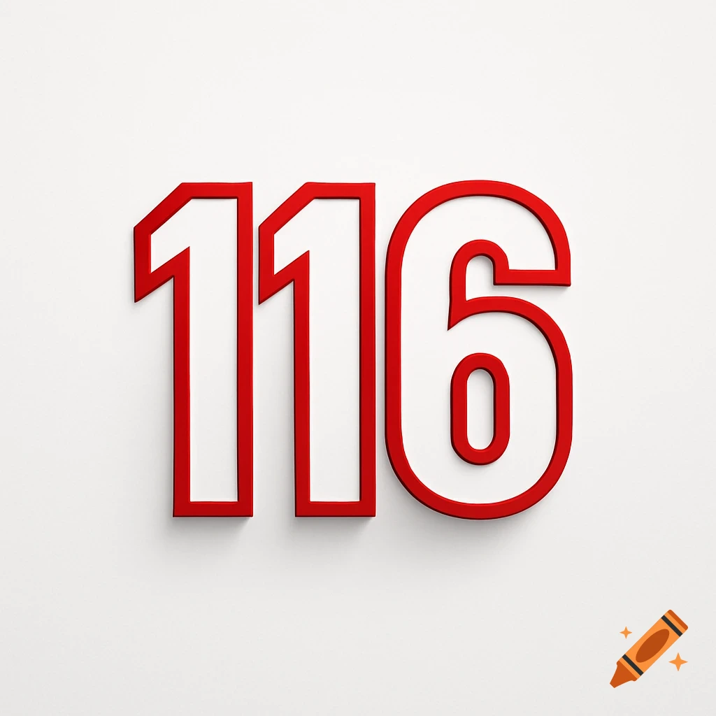 Red outlined numbers 116 on a white background with a subtle shadow.