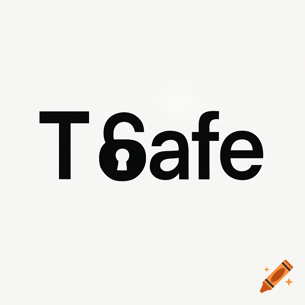 A black and white logo for 'T Safe' where the letter 'a' in 'Safe' is stylized as a black padlock icon.