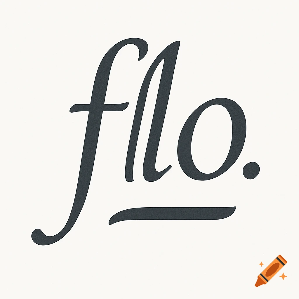 A logo featuring the word 'flo.' in a stylized charcoal gray script font, with an underscore below.