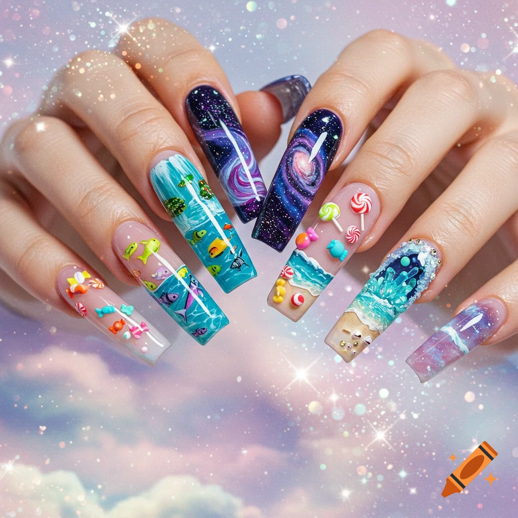 3D Galaxy Nail Art That Stuns
