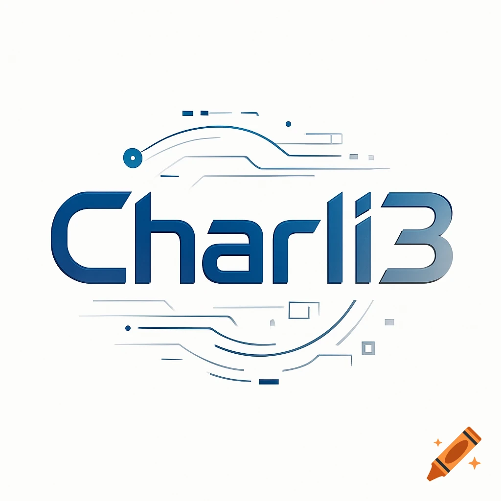 A blue and gray gradient logo with the word "Charli3" in a modern font, surrounded by light blue and gray circuit-like lines and dots on a white background.
