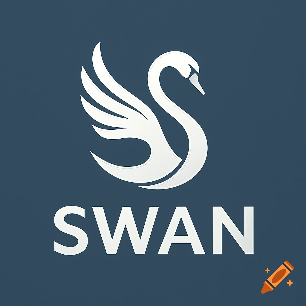 A white stylized swan logo with the word SWAN below it, against a dark blue background.