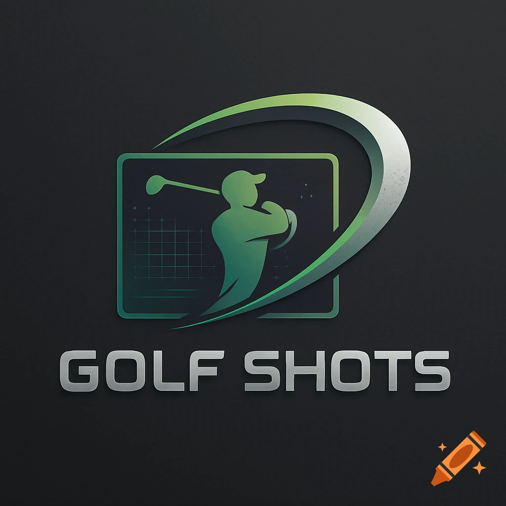 A green and gray golf logo with a silhouette of a golfer swinging a club and the text 'GOLF SHOTS'.