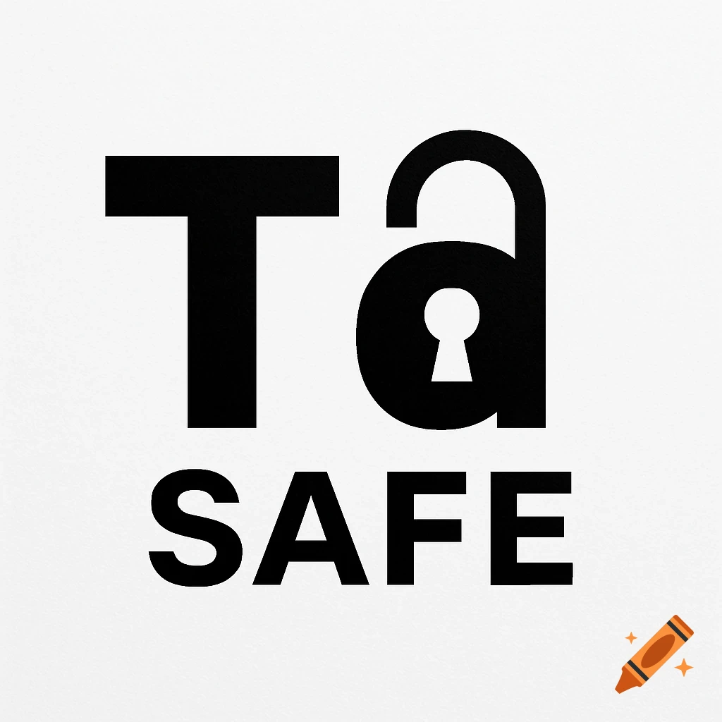 Black and white logo with a large 'T' next to an open padlock stylized as an 'a', with the word 'SAFE' below.