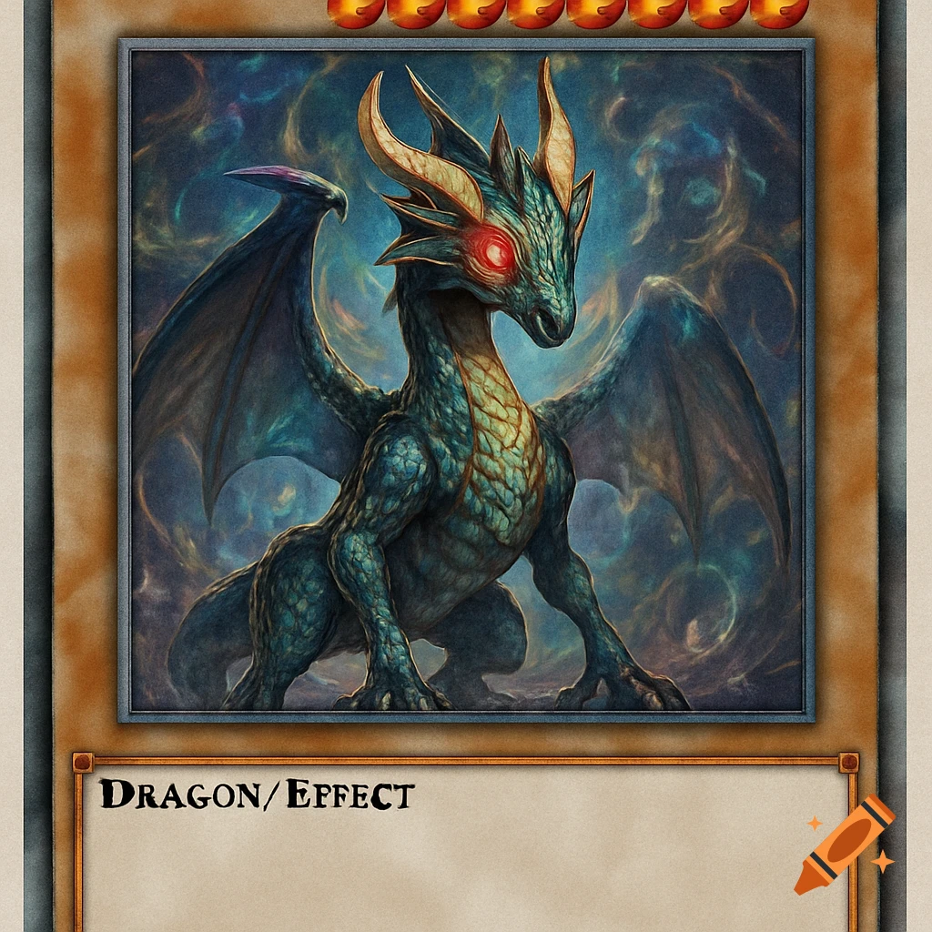 A Yu-Gi-Oh! trading card featuring a detailed green and blue dragon with red eyes and golden horns.