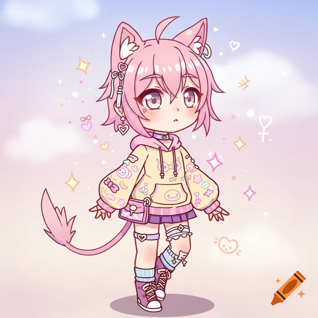 Gacha Life Character Design created on Craiyon, image size:1024x1024
