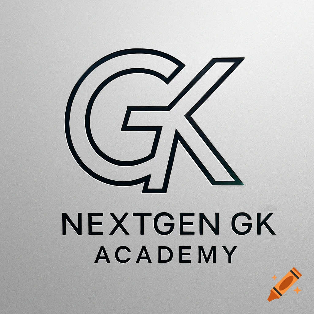 A black and white logo with a stylized 'GK' icon above the words 'NEXTGEN GK ACADEMY' on a textured gray background.