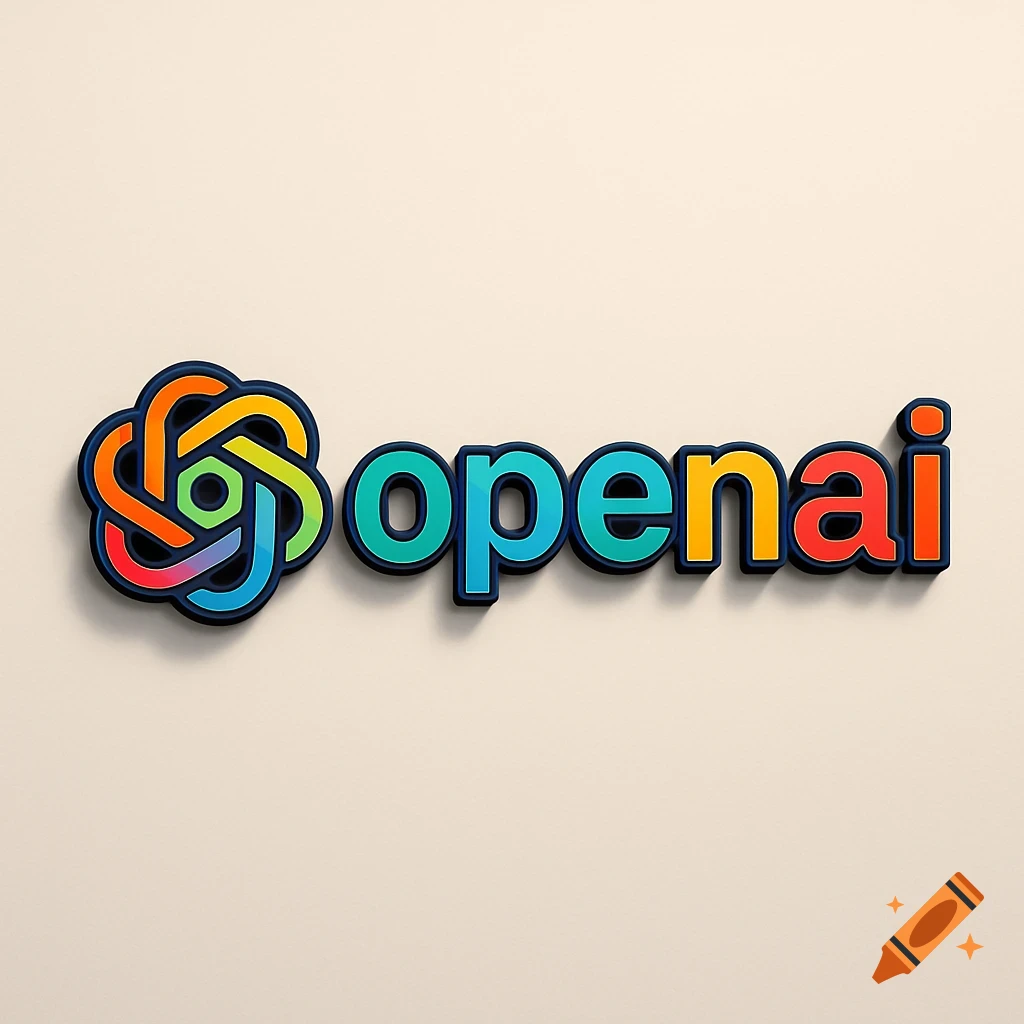 3D rendering of the OpenAI logo and wordmark 'openai' on a light background.