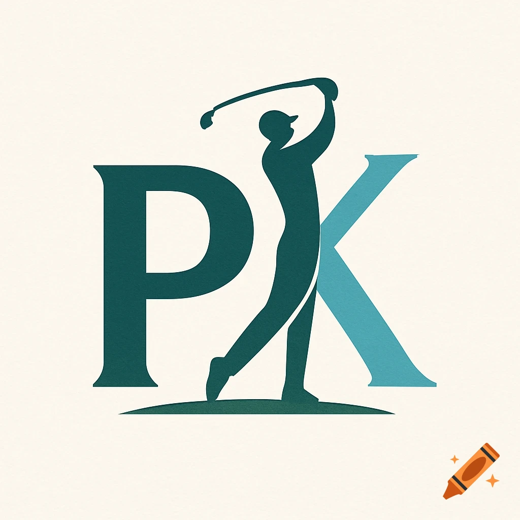 Stylized logo featuring the letter 'P' and a golfer silhouette forming the letter 'K' against a light background.