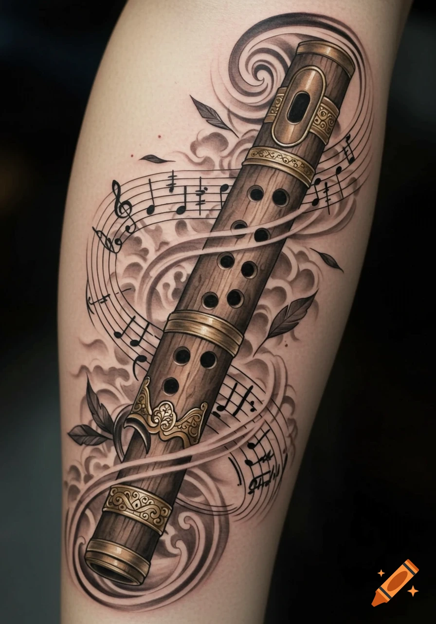 Un Tatouage Neo Traditionnel Avec Des Objets D'antiquité created on Craiyon, image size:896x1280