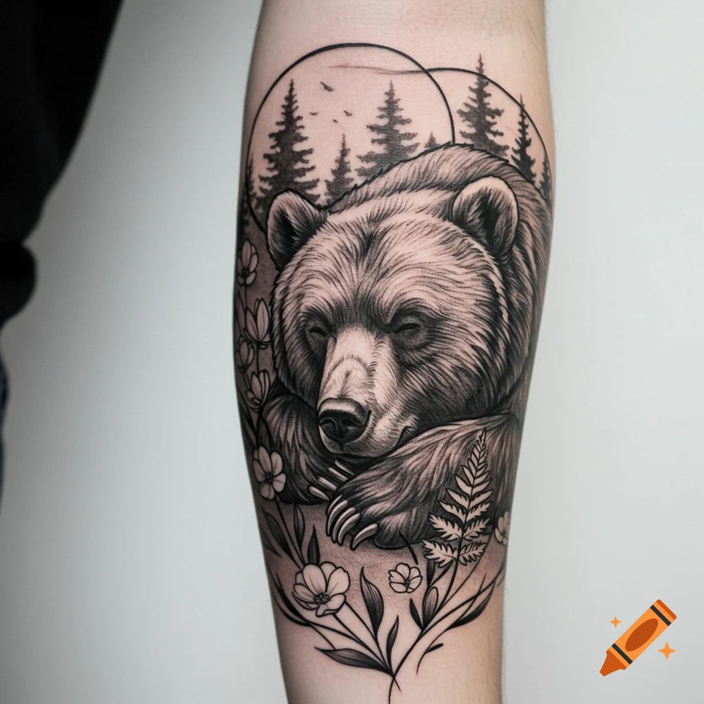 Did this woman with a bear hat for Will today. #nativeamerican #bear #tattoo  #realistictattoo #uktattoo #nottingham... – @samstokestattoos on Tumblr, image size:1024x1024