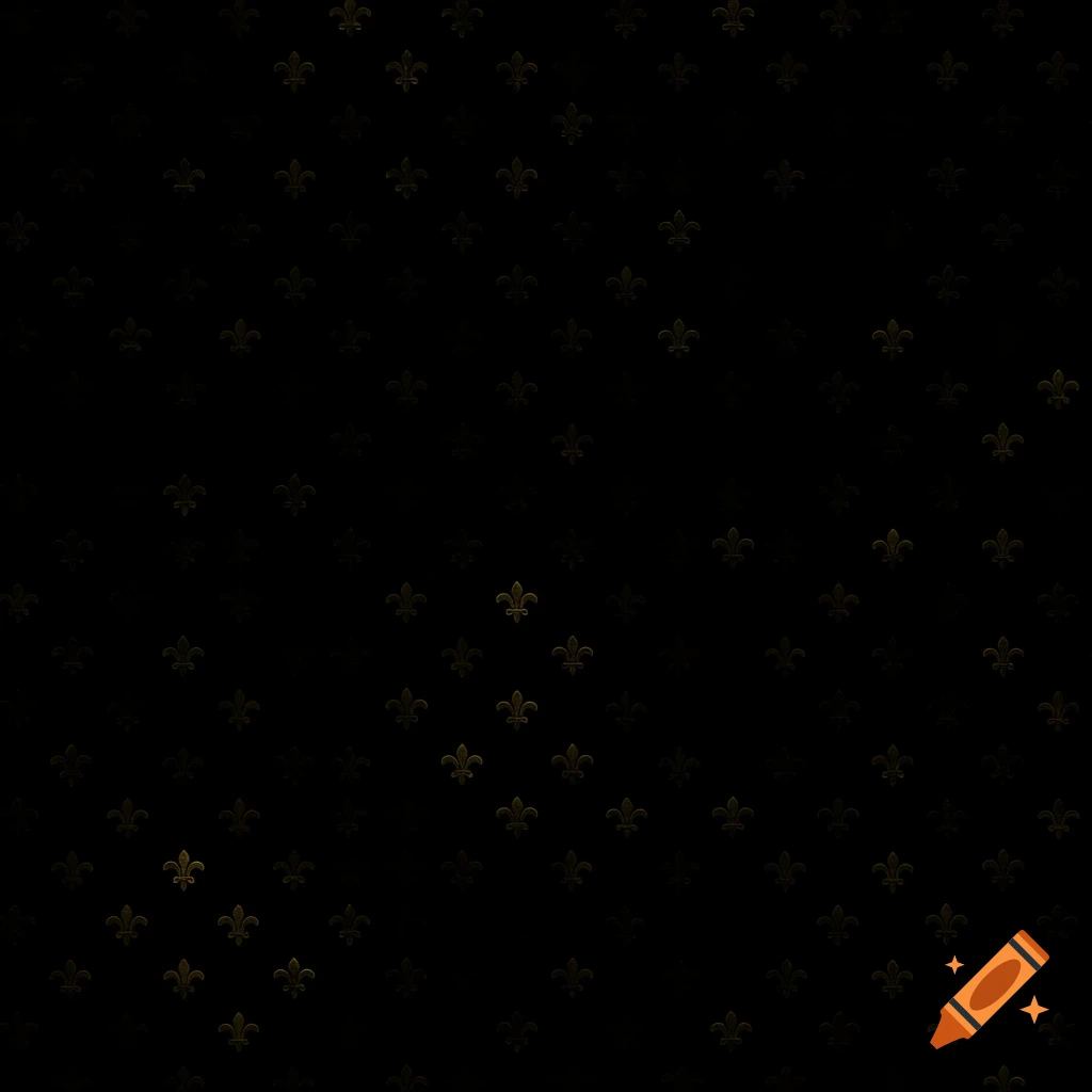 A black background covered with small, gold fleur-de-lis symbols in a repeating pattern.
