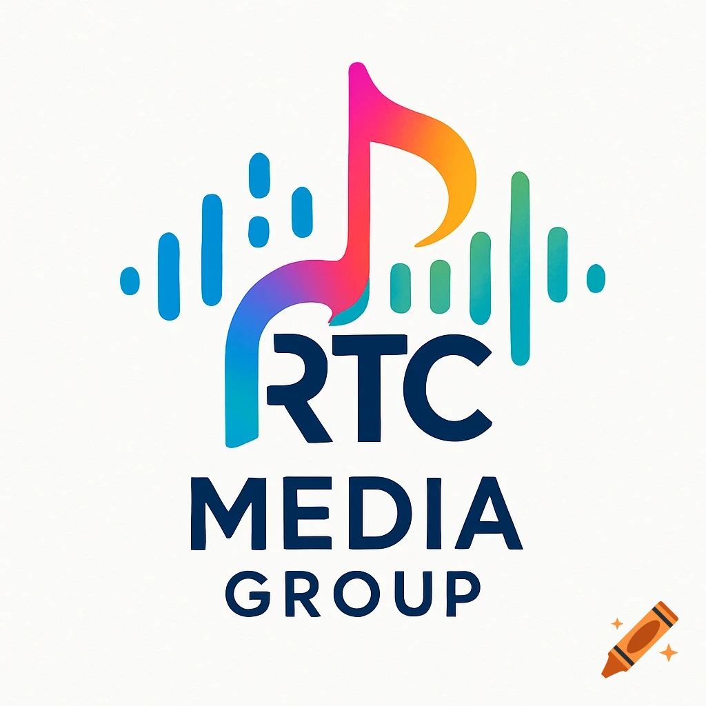 A colorful logo featuring a musical note, sound waves, and the text 'RTC MEDIA GROUP'.