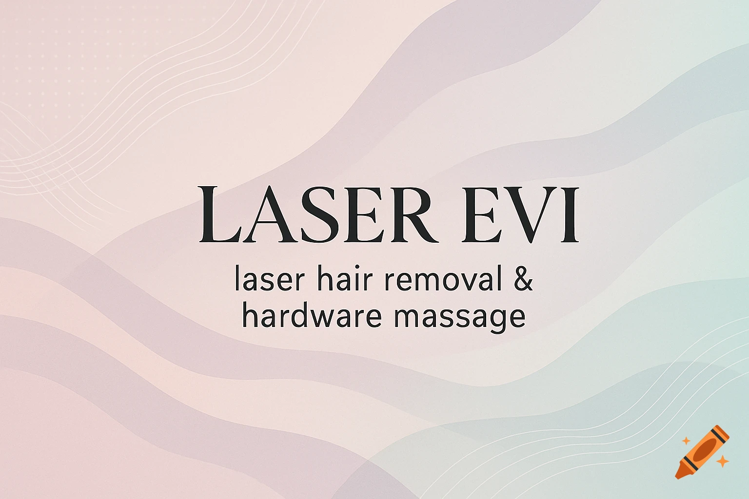 A pastel-colored graphic design featuring the text 'LASER EVI' and 'laser hair removal & hardware massage' in black font.