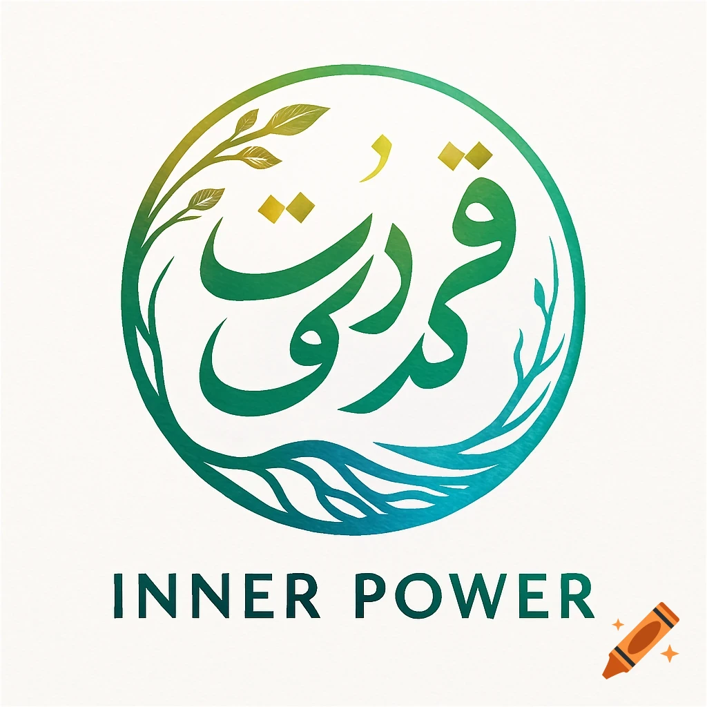 A green and blue gradient circular logo with stylized Arabic calligraphy meaning 'My Power' and English text 'INNER POWER' below, set against a white background.