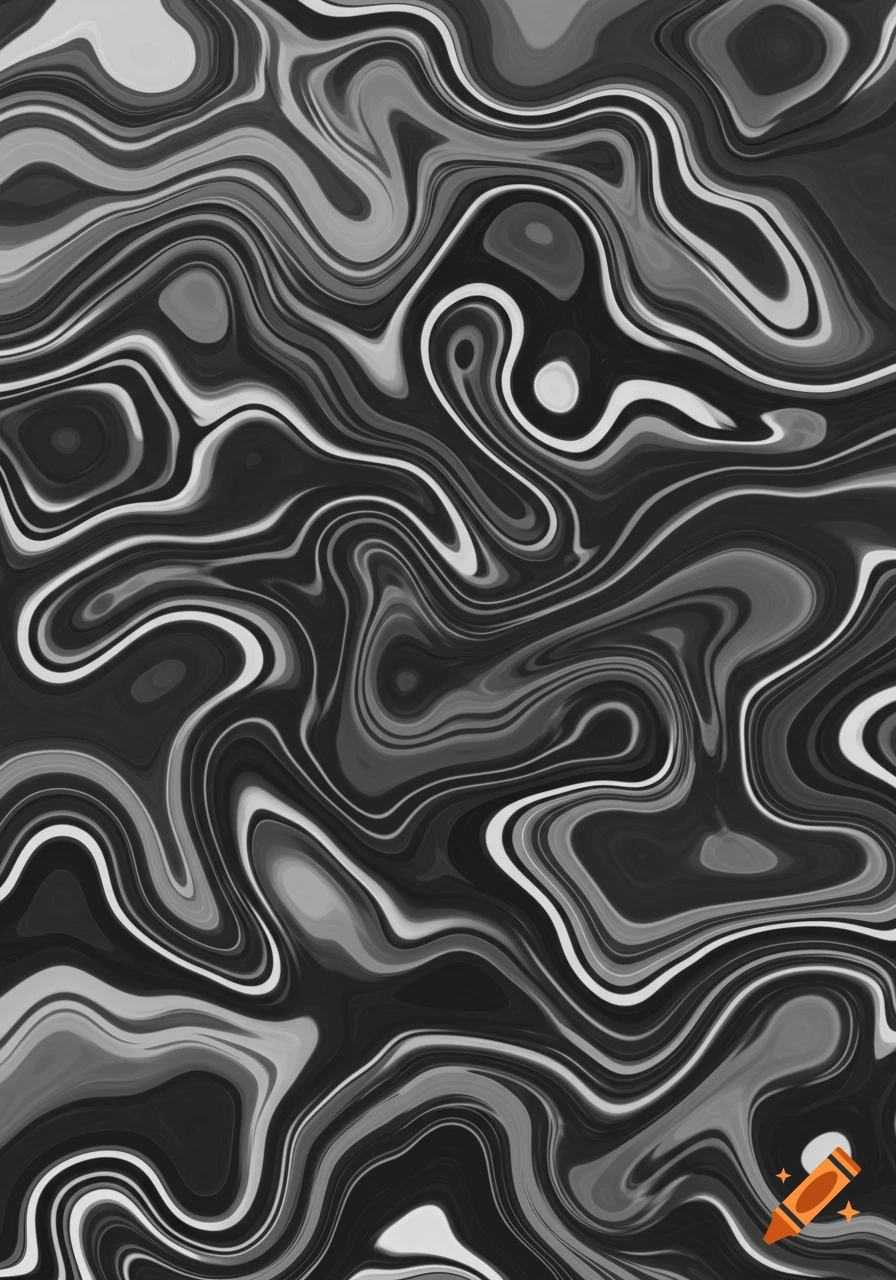 Abstract swirling lines in shades of black, white, and gray, resembling marble or fluid art.