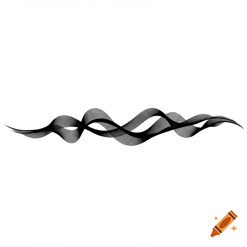 A minimalist black and white abstract wave pattern, centered on a white background.