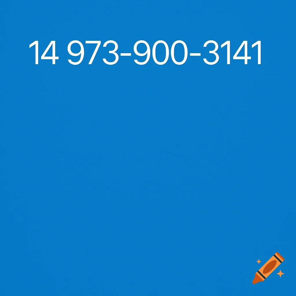 White phone number 14 973-900-3141 on a solid blue background.