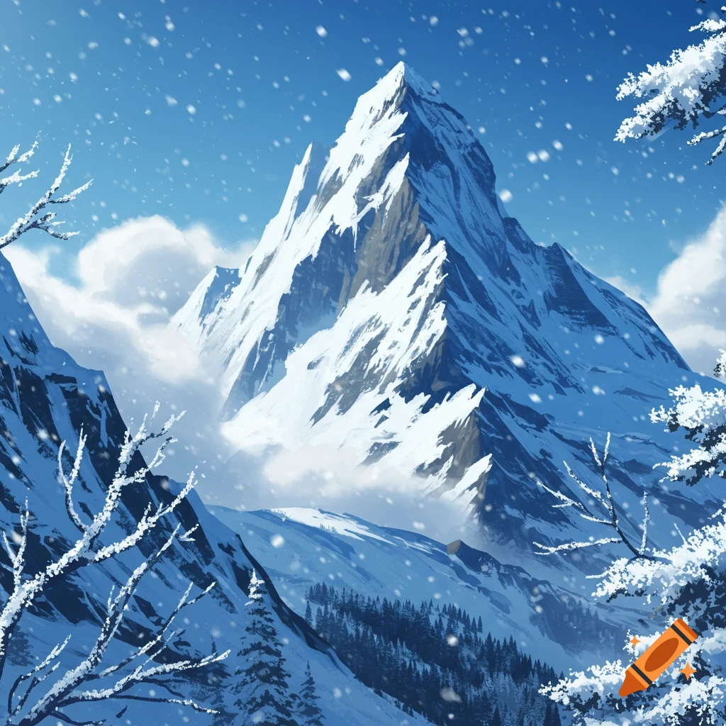 絵画 Winter Mountain Winter Mountain | Handpainted | Fireclay Tile