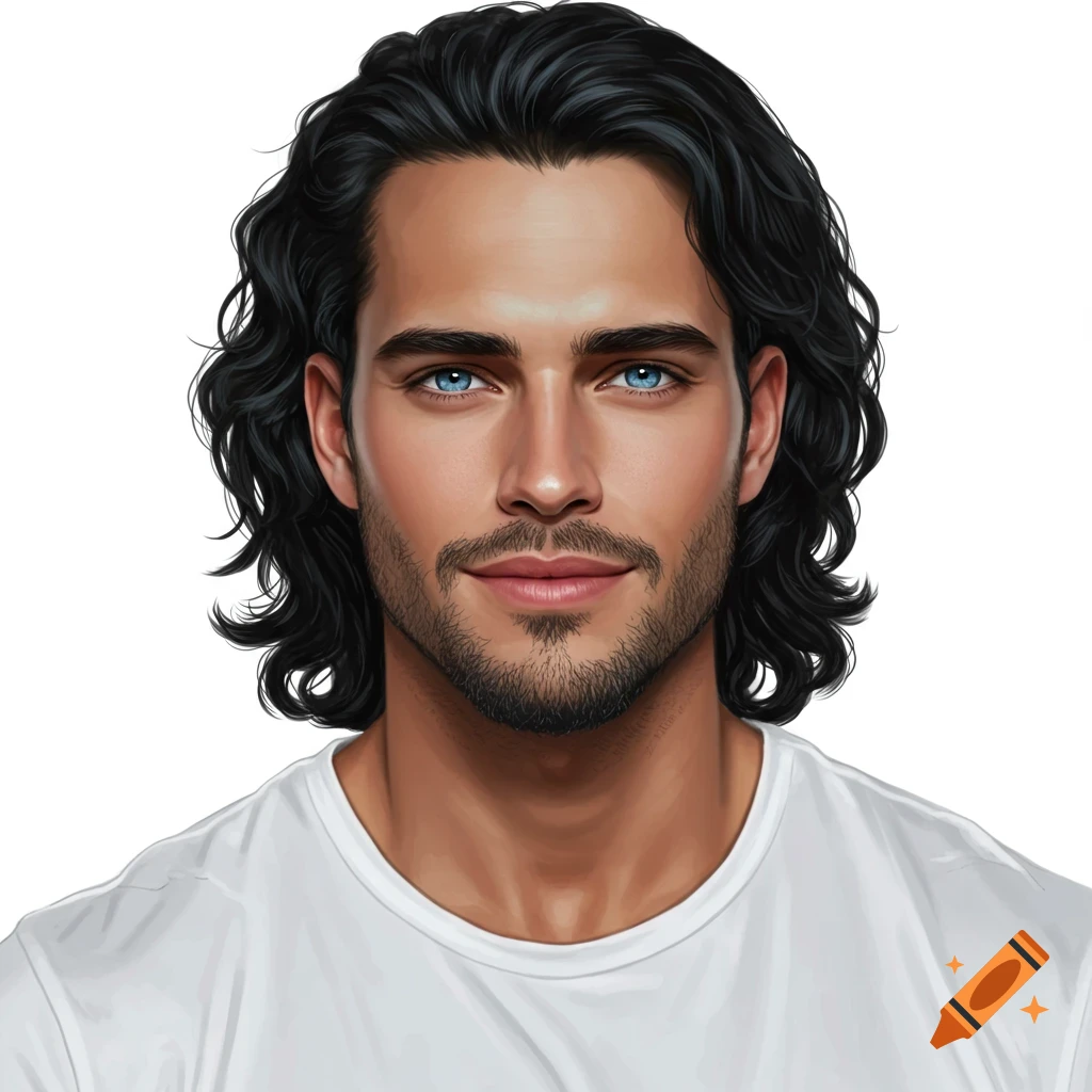 handsome 35 year old brunette millennial man with gorgeous hair folded his  arms in hope by TRMK Vectors \u0026 Illustrations with Unlimited Downloads -  Yayimages, image size:1024x1024