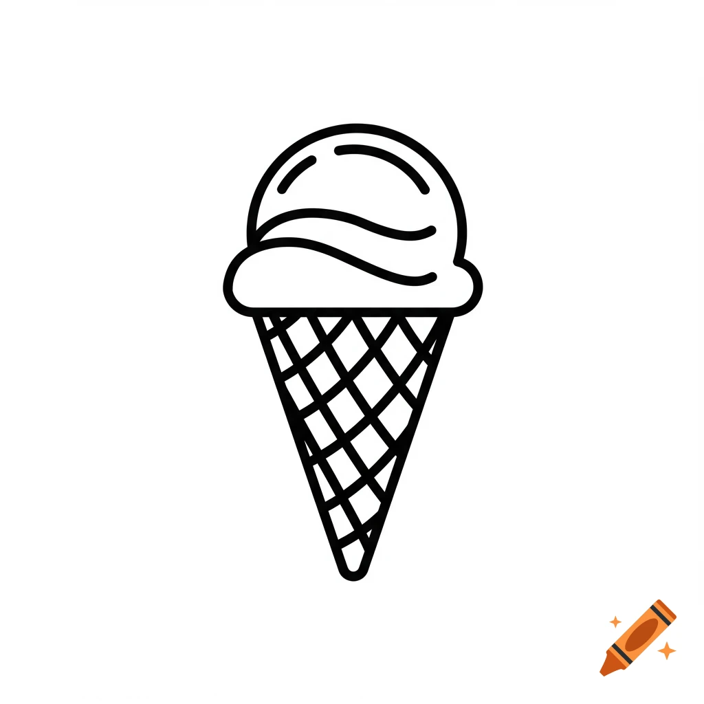 A simple black outline icon of an ice cream cone.