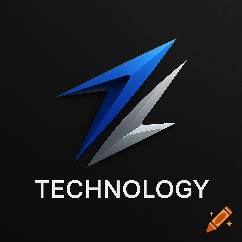 A modern company logo with a blue and silver abstract Z-shaped design above the word 'TECHNOLOGY' on a black background.