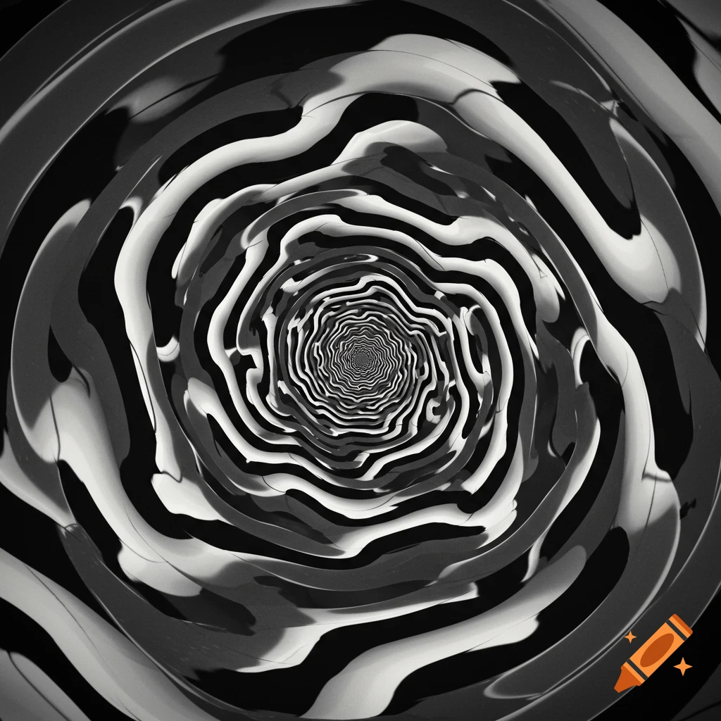 Monochrome Starburst Swirl Graphic created on Craiyon, image size:1024x1024