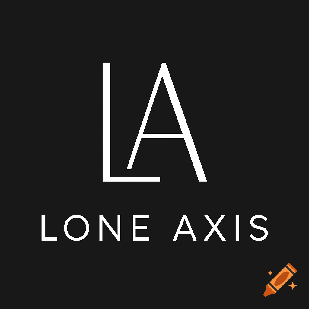 A black and white logo features a stylized capital 'LA' with 'LONE AXIS' in sans-serif text below it.