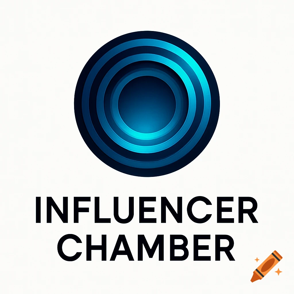 A logo featuring dark blue concentric circles above the bold text 'INFLUENCER CHAMBER' on a white background.