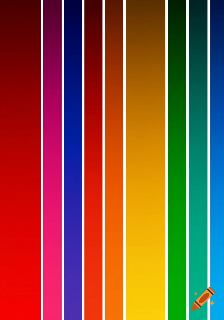 A series of vertical color gradient bars separated by white lines, displaying a spectrum of colors from red to blue.