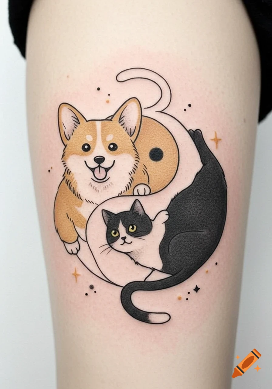 American traditional shiba inu tattoo design on Craiyon, image size:896x1280
