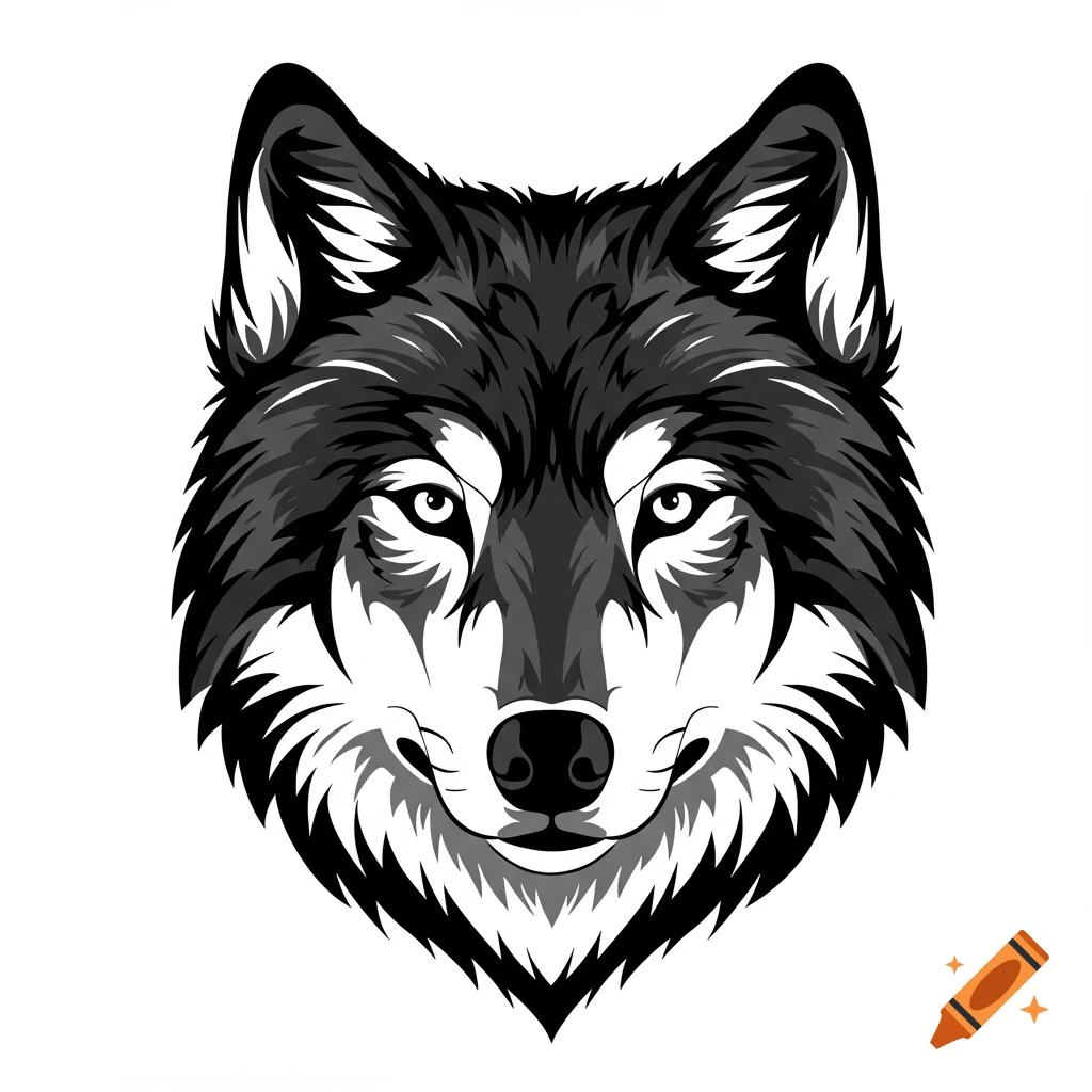 A stylized outline of a husky dog on Craiyon, image size:1024x1024