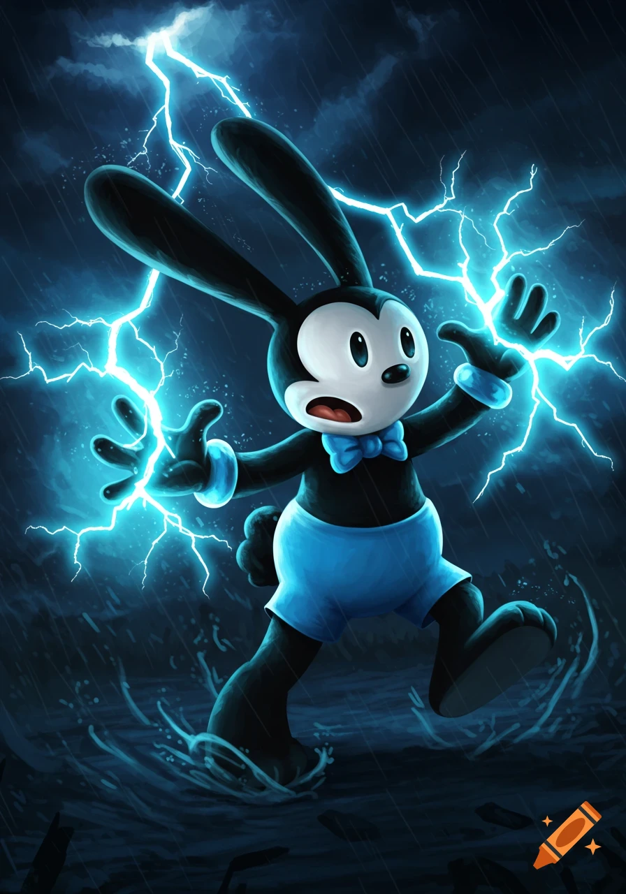 Cartoon blue character shaped like the number four with glowing eyes ...