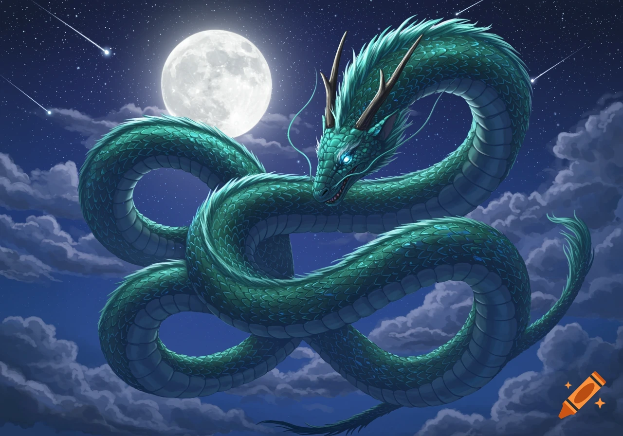 PS:Mythical Dragon Clutching Celtic Moon