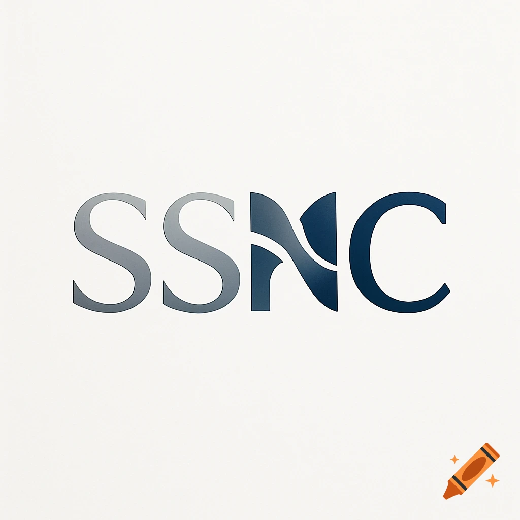 Stylized logo for SSNC with gray 'SS' and a dark blue abstract 'NC' on a white background.