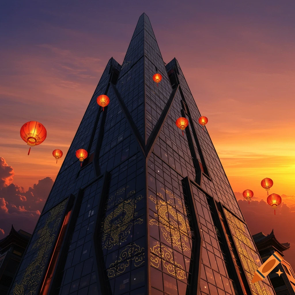 Edificio Realista Con Cielo De Fondo created on Craiyon, image size:1024x1024