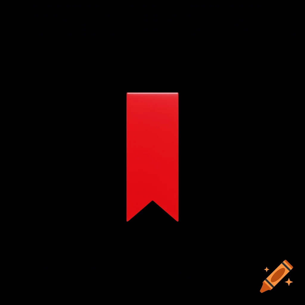 A red bookmark icon against a solid black background.
