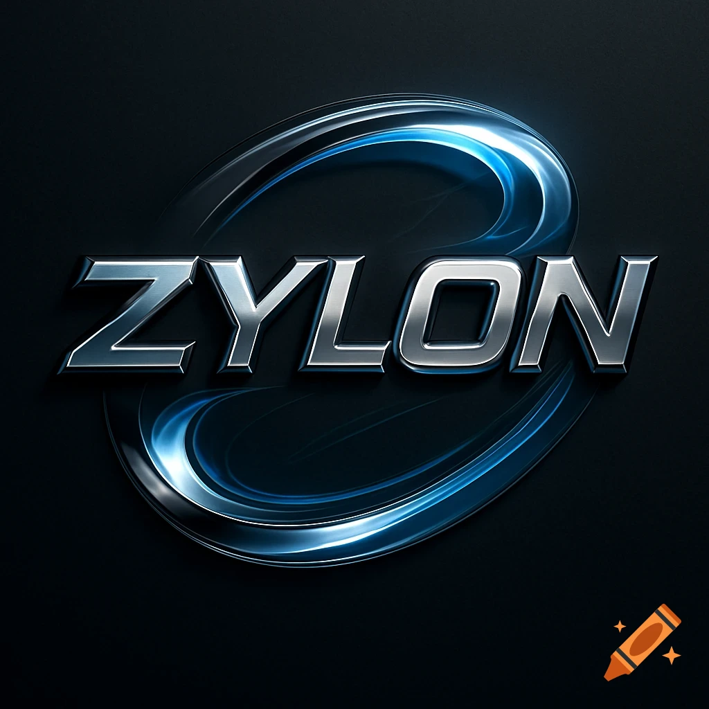 A logo for Zyrex with metallic text and circuit board patterns on a dark  background. on Craiyon, image size:1024x1024