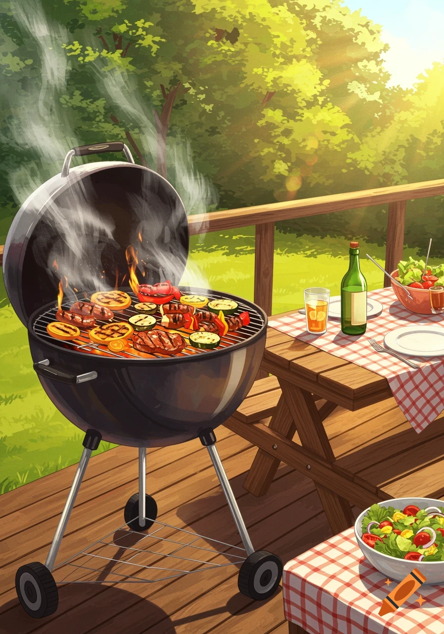 Person Standing on a Barbecue Grill created on Craiyon, image size:896x1280