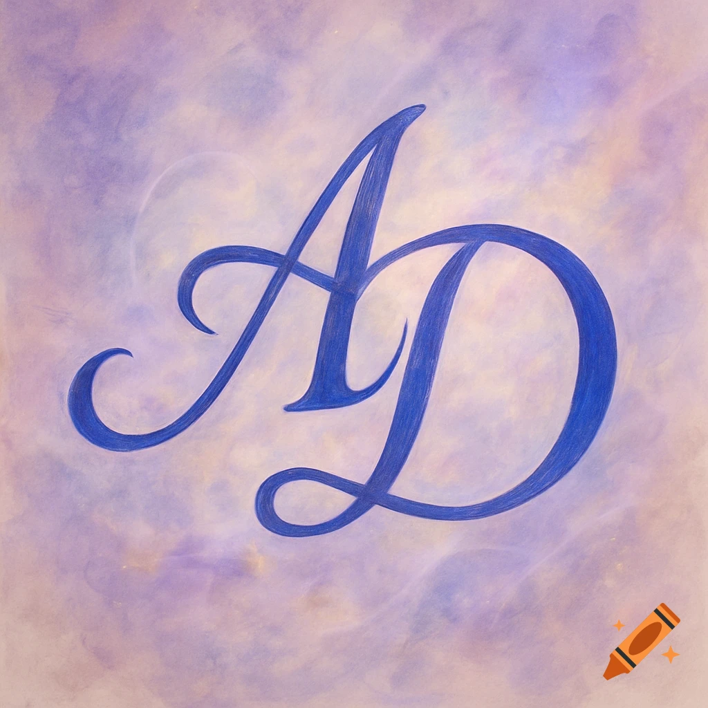 Stylized royal blue capital letters 'A' and 'D' on a soft purple background.