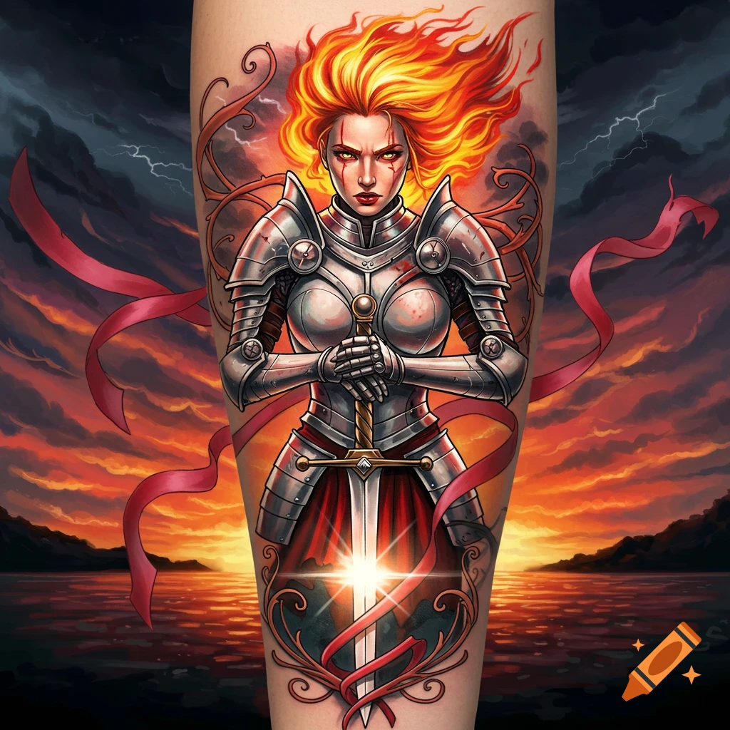Fire Genasi Portrait With Tattoos created on Craiyon, image size:1024x1024