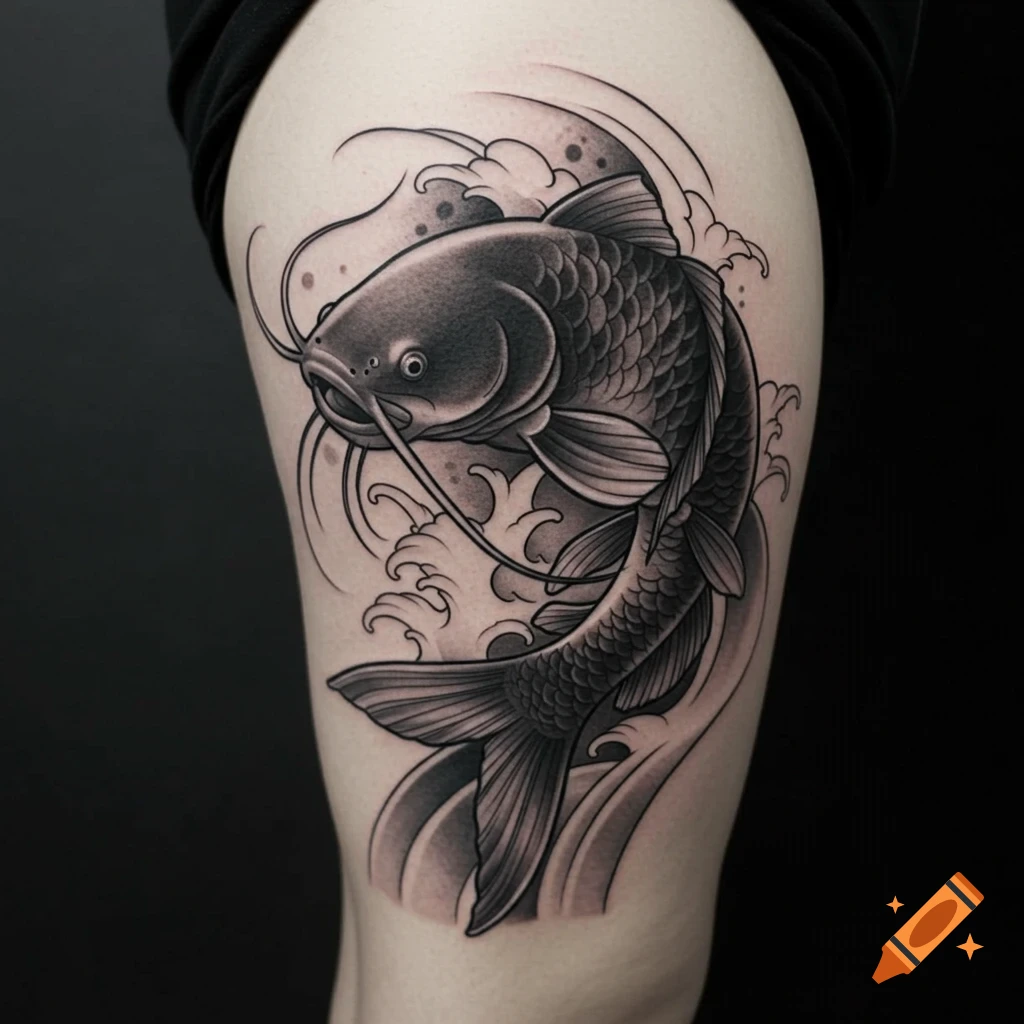 Aggressive Koi Fish Tattoo created on Craiyon, image size:1024x1024